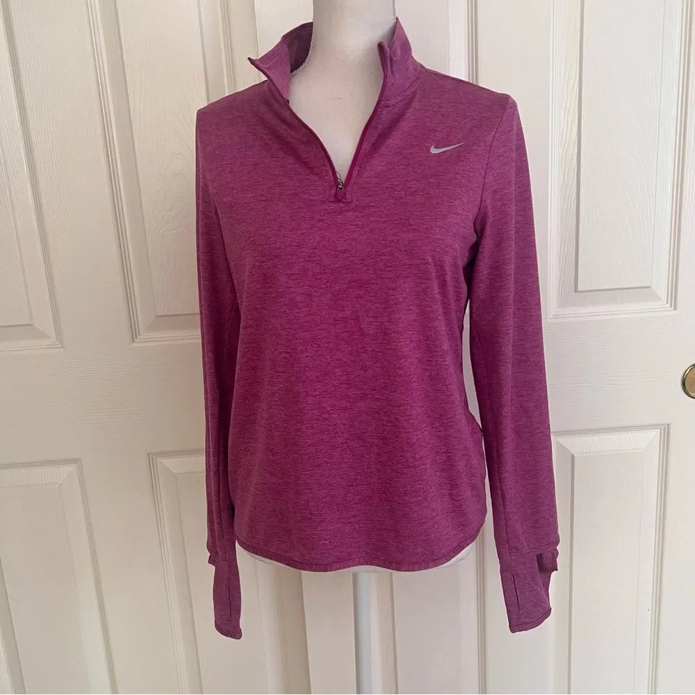 Nike Half Zip Heathered Pink Running Long Sleeve Tee Small NEW MSRP $70
